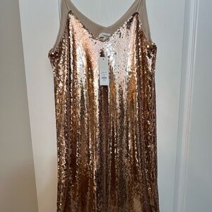 Francesca's Collections Gold Sequin Mini Dress
